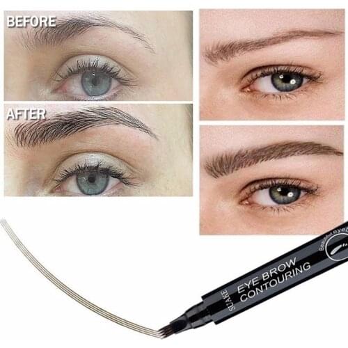 Eyebrow Pen Eye Makeup Waterproof 4 Fork Portable Beauty Tool for Women Lady MH88