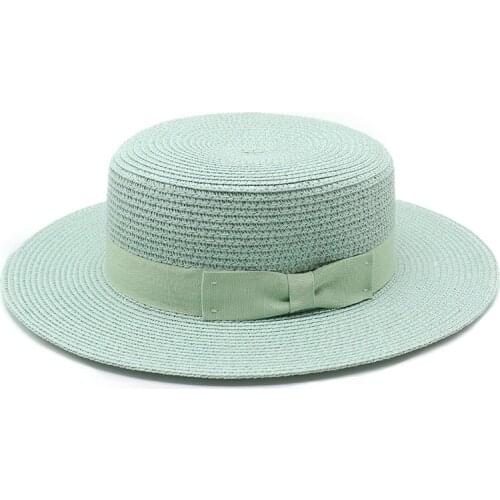 Hot Panama Hat Summer Sun Hats for Women Man Beach Straw Hat Jazz Caps Ribbon Bow Casual UV Protection Female Visors Fedora Hats