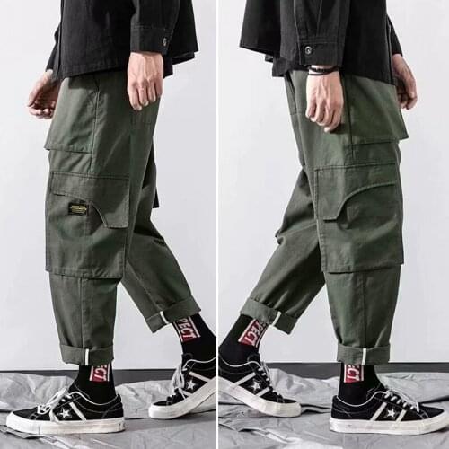 Men Multi-pocket Harem Hip Pop Pants Trousers Streetwear Sweatpants Hombre Male Casual Fashion Cargo Pants Men 3XL XXXL