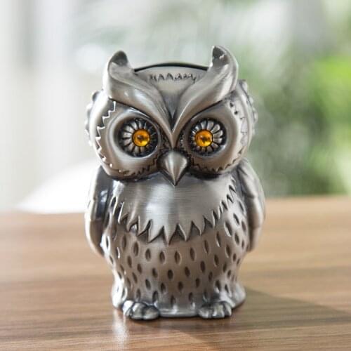 Cute Zinc Alloy Owl Money Box Funny Animals Bird Piggy Bank Birthday Gift Toys for Chidlren Desck Accessory Coin Storage Boxes