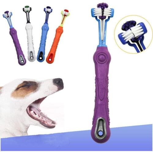 Three Sided Pet Toothbrush Dog Toothbrush Soft Rubber Tooth Care Brushes For Dogs Bad Breath Tartar Cleaning Pet Grooming Tools