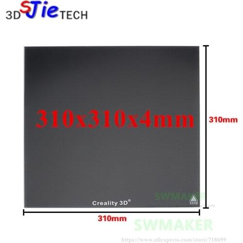 310x310x4mm 400Deg Upgrade Ultrabase 3D Printer Self-adhesive Build Surface Glass plate for Creality CR-10 Series Heated Bed
