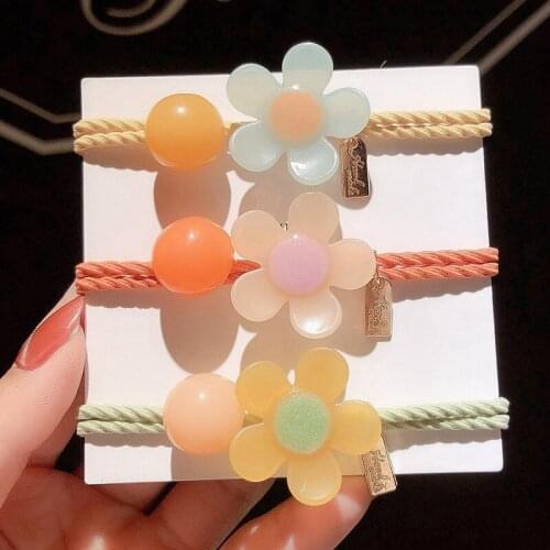 SAINMAX 10pcs/lot Kawaii Elastic Hair Bands for Women Plastic floral Ponytail Headband Hair Accessories