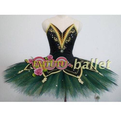 Women Professional Ballet Tutu Deep Green La Esmeralda Professional Tutus Stage Costume Custom Made performance Tutu Skirt