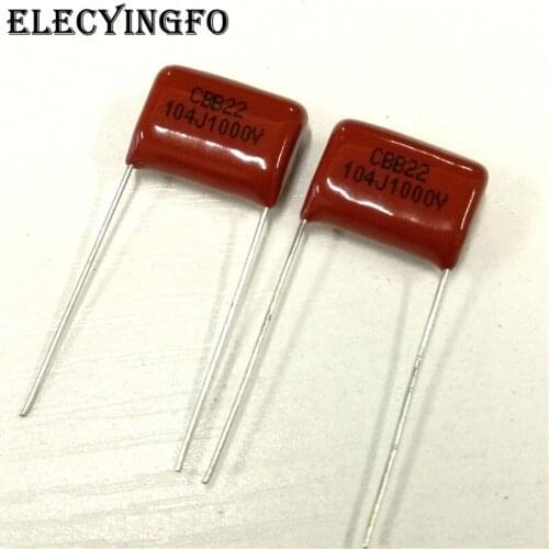100pcs CBB capacitor 104 1000V 104J 1KV 0.1uF 100nF P15 CBB22 Metallized Polypropylene Film Capacitor