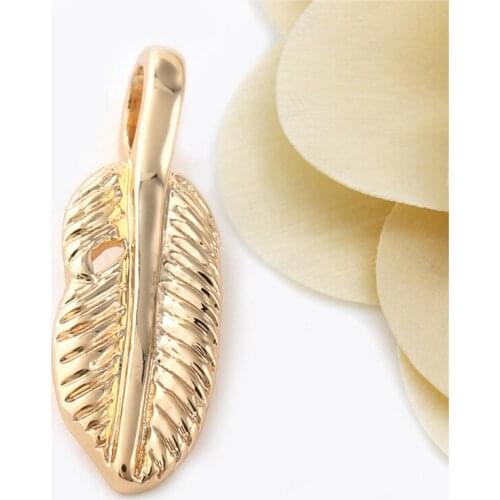 6PCS 5x17MM 24K Champagne Gold Color Plated Brass Feather Charm Pendants High Quality Diy Jewelry Accessories