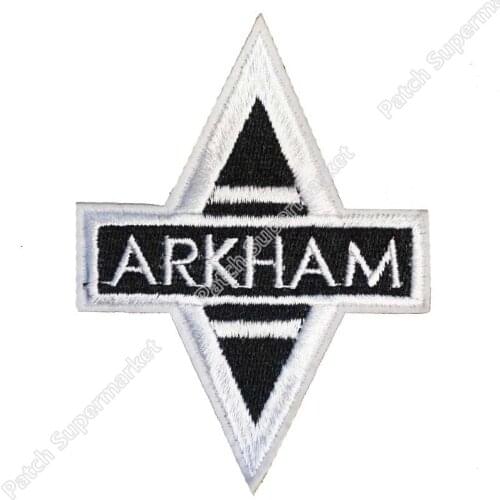 3.5" Arkham Asylum Cap TV Movie Embroidered LOGO Iron On Patch Goth Clothes Punk Rockabilly Custom patch available