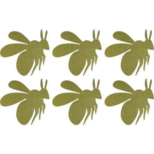 5x4.7cm Bumble Bee gold glitter sticker label