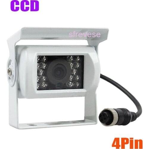 White Waterproof 4Pin CCD Bus Trailer 18 IR Night Vision Car Rear View Reverse Parking Backup Camera 12V-24V