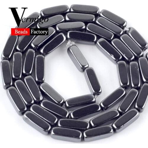 Cuboid Shape Black Hematite Natural Stone Beads For Jewelry Accessories 3*9mm Spacer Loose Beads DIY Necklace Bracelet 15"