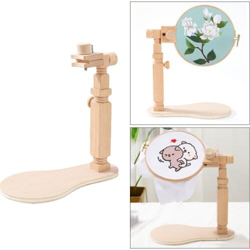 Wooden Embroidery Hoop Adjustable Desktop Stand Cross Stitch Rack Frames Rings for Adults Mother Gifts