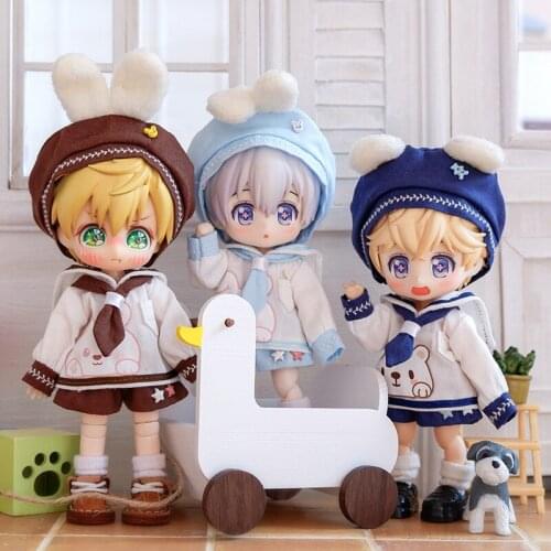 D03-P127 children handmade toy 1/12 ob11 GCS BJD.SD Doll Accessories doll clothes light dark blue Cute navy suit