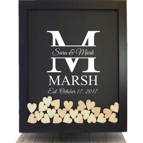 Custom monogram Guest book Drop Box Frame, Wedding Guest Book Alternative, Personalized Family Initial, first names drop box