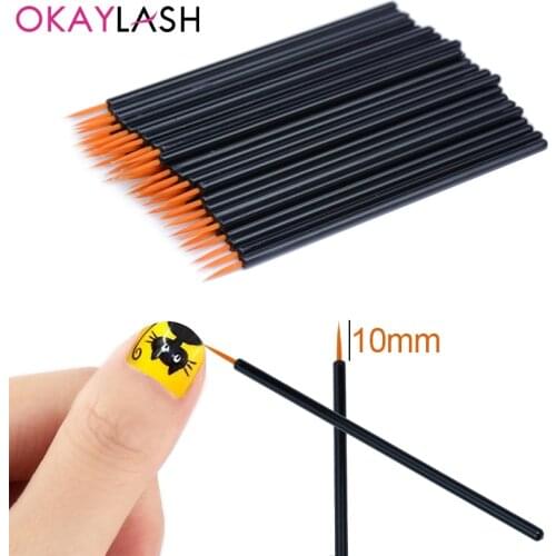 OKAYLASH 50pcs/lot Black Handle Reusable Gel Liner Nail Art Brushes Painting Pen Beauty Makup Tools
