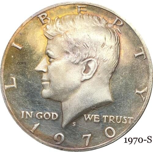 United States America 1970 S Liberty 1/2 Kennedy US Half Dollar In God We Trust E PLURIBUS Cupronickel Silver Plated Copy Coin