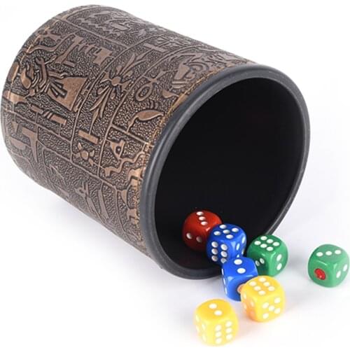 Brown Leather Rune Dice Cup For Gambling Game Dice KTV Drinking dice Without Dice