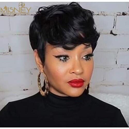 Short Human Hair Bob Wigs Brazilian Remy Human Hair Wig Full Machine Made Wig For Women Natural Wavy Cheap And Beauty Short Wig