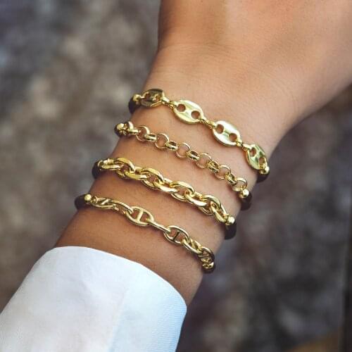 2021 Hot Fashion Link Chain Women Bracelet 6styles Classic Gold Color Chain Bracelet For Women Jewelry Gift