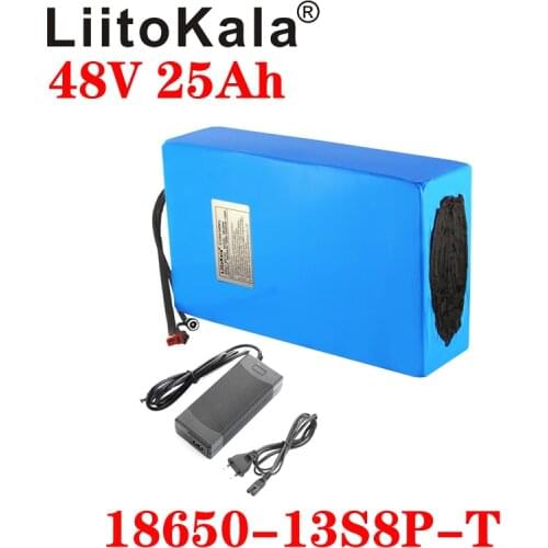 LiitoKala 18650 48V 25ah 13S8P Lithium Battery Pack 48V 25AH 1000W electric bicycle battery Built in 20A BMS T plug