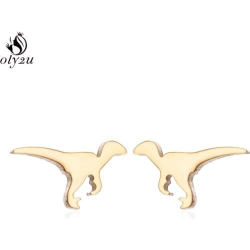 Cute Tyrannosaurus Stainless Steel Stud Earrings for Men Kids Punk Dinosaur Animal Earings Studs Unique Gifts