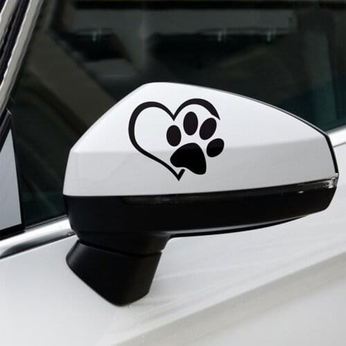 Car Door Sticker Love Dog Paw Print Footprints Rearview Mirror Hood Side Door Car Decoration Sticker Scratch Cover Sticker