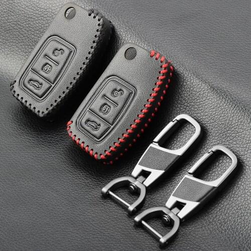 New Design Leather Cover for Ford Fiesta Focus 2 Ecosport Kuga Escape Car Flip folding Remote key Case 3 Buttons