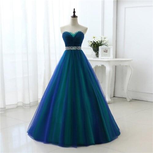 Prom Dresses Sweetheart Beading Soft Tulle A Line Floor-Length Dresss Prom Gown Vestidos De Fiesta Largos Elegantes De Gala