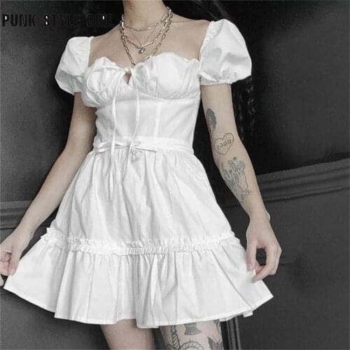 PUNK STYLE GIRL Summer Dresses With Sleeves