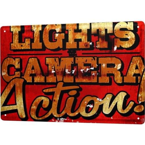 SINCE 2004 M.A. Allen Retro Tin Sign Metal Plate Decorative Sign Home Decor Plaques U.S. Deco Hollywood Film Camera Saying