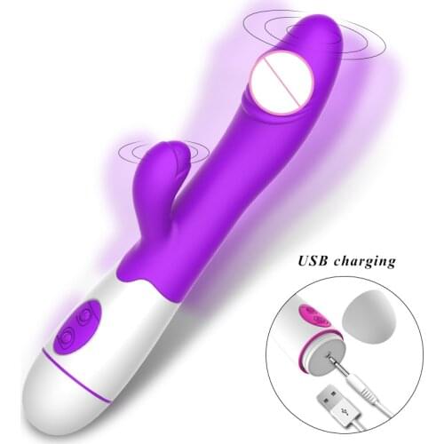Silicone Rabbit Vibrator Dildo G Spot Pussy Massage USB Charge Clitoris Stimulator Female Masturbator Sex Toy for Women Sex