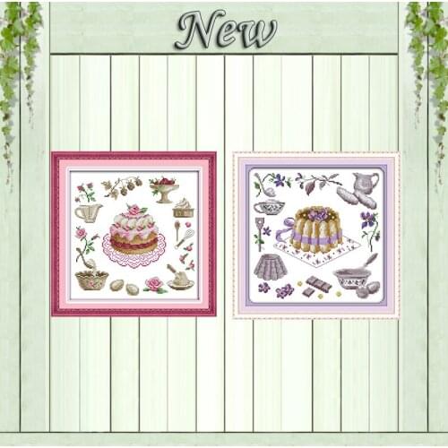 Birthday Cake cartoon decor patterns counted printed on canvas DMC 14CT 11CT chinese Cross Stitch Needlework Set Embroidery kits