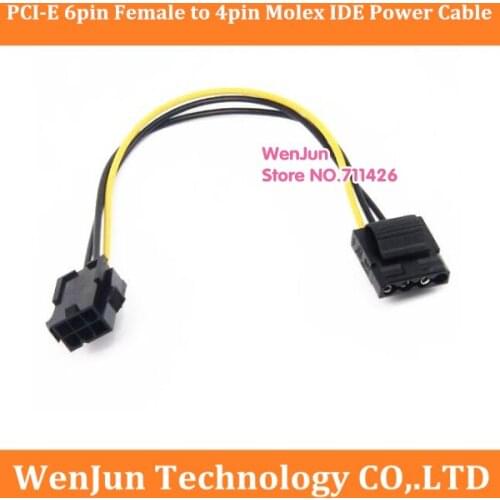 High Qualtiy PCI-E 6pin Female 4pin Molex IDE female Power Cable Adapter Connector for video cards 2pcs/lot