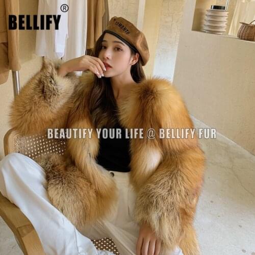 Wholepelt Ladies Natural red fox fur jackets and coats plus size Winter Genuine fox fur coats