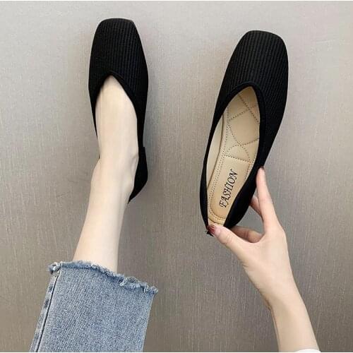 Cotton Fabric Flats Shoes Women Yellow Ballerina Socks Shoes Women Loafers Slip on Flat Heel Mule Shoes Plus Size 43