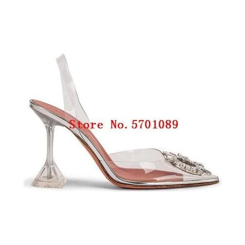 Woman Shoes Begum Crystal Embellished Pvc Slingback Pumps Restocks Begum Pvc Slingbacks 10cm Glass High Heels Sandals