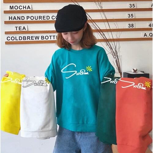 2019 Autumn Winter Letter Print Women Sweatshirt Fashion Korean Harajuku Style Pullover Women Tops