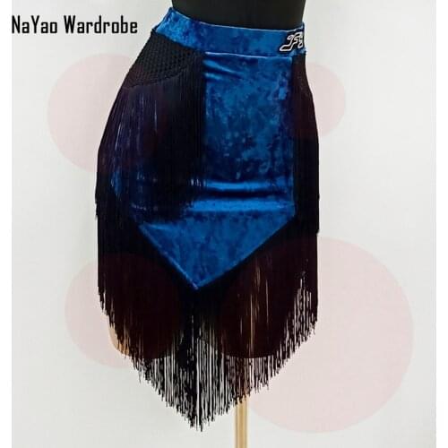 2020 New DL643 Latin Dance Dress Women Velour and Tassel Design Skirt Ballroom Tango Chacha Belly Dancing Performamnce