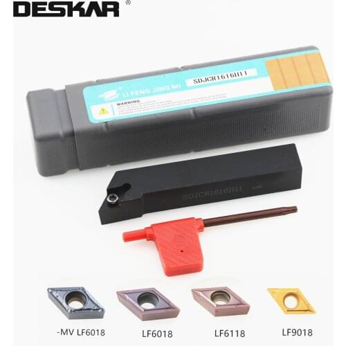 1PC DESKAR SDJCR3232P11 SDJCL3232PP11 Turning Tools Holder +10PCS DCMT11 Carbide Inserts Lathe Cutter Cutting Tool Set