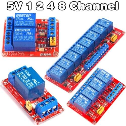 1pcs 5V 1 2 4 8 Channel Relay Module High and low Level Trigger Dual Optocoupler Isolation 5V Relay Module