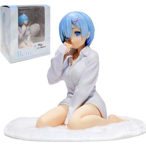14cm anime Re:Life in a different world from zero figure White shirt Rem figurine pretty girl action figure Collection model toy