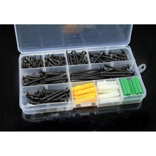 170Pcs Black Furniture woodworking Flat cross tapping drywall screws expansion bolt kit set DIY M3.5 Hardware Wholesale