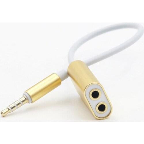 2021 latest 3.5mm 1 male to 2 female audio headphone splitter cable 3.5mm dual jack headphone splitter high quality metal
