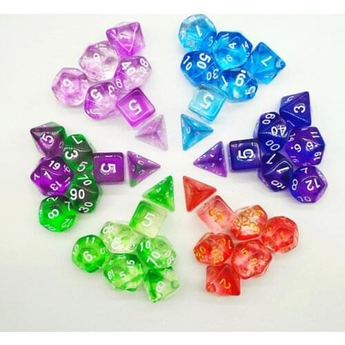 7PCS/SET Transparent Two-color Dice 5 Kinds Option Digital Dice Set Game Accessories
