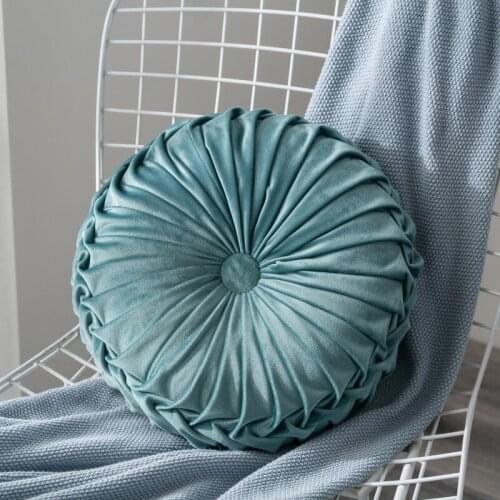 Velvet Pleated Round Pumpkin Throw Pillows For Travel Sleeping Home Sofa Chair Bed Car Couch Cushion Floor Decorative Pillow