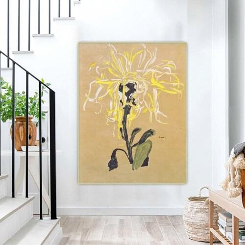Citon Egon Schiele《Yellow Chrysanthemum》Canvas Art Oil Painting Artwork Poster Picture Wall Decor Home Living room Decoration