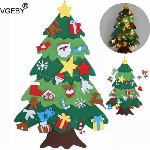 Kids DIY Felt Christmas Tree Christmas Decoration for Home Navidad 2021 New Year Gifts Christmas Ornaments Santa Claus Xmas Tree
