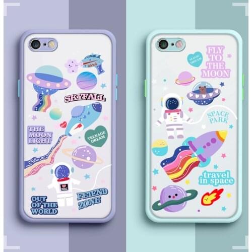 Mobile Phone Cases For Iphone 12 Pro Max 7 8 Plus 11 12 Mini 2020 SE Cartoon Smartphone Back Cover Cartoon Space Ship