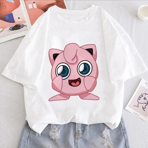 Pokemon T-shirt Kawaii Jigglypuff Anime Funny Tshirt Women Casual Clothes Cute Print Short Sleeve Cartoons Aesthetic Tees Femme