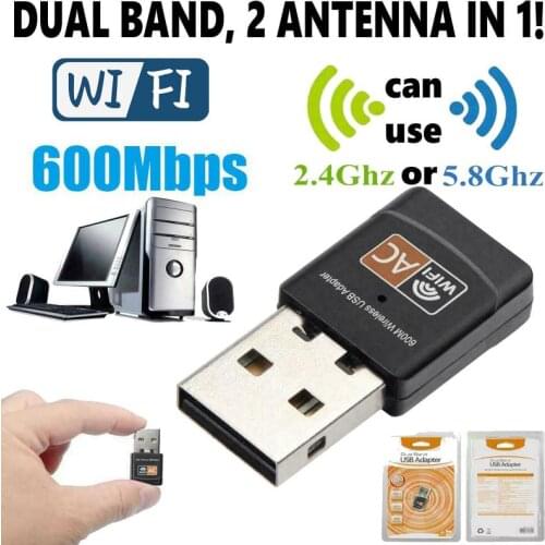 Hot USB WiFi Adapter 2.4GHz 5GHz 600Mbps WiFi Antenna Dual Band 802.11b/n/g/ac Mini Wireless Computer Network Card Receiver