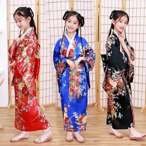 New childrens kimono printing Japanese bathrobe girl princess dress performance clothes temperament cute bow direct sales